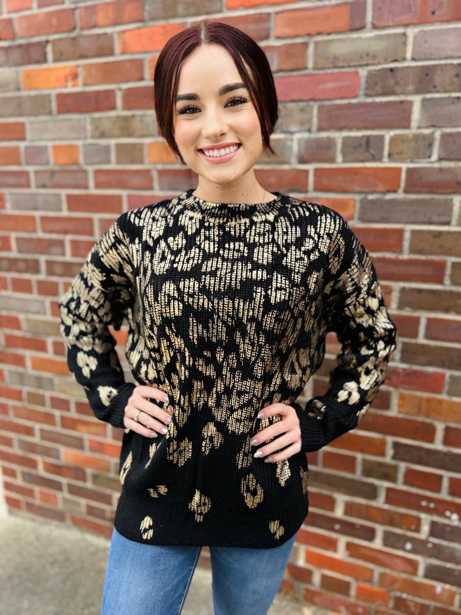 Metallic Leopard Sweater