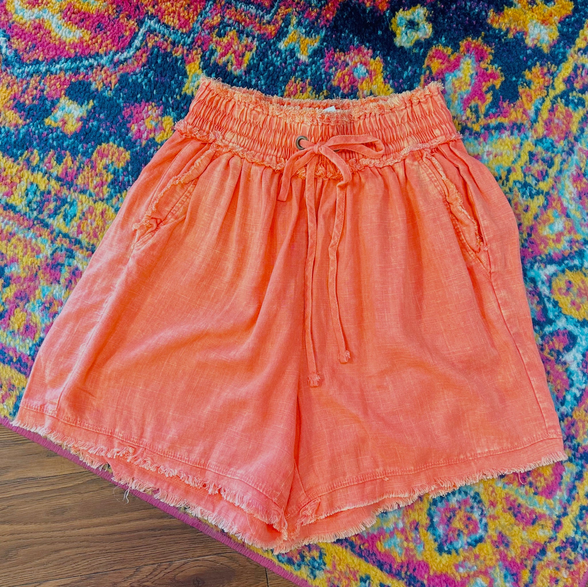 Coral Linen Shorts